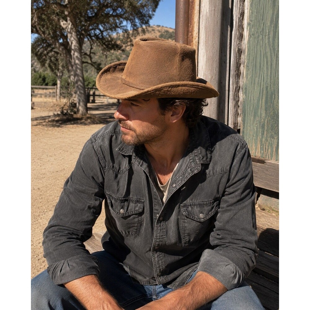 Minnetonka Aussie Hat Brown Suede Leather Small
